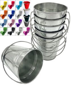 italia 6 pack,size 7.5 x 7.5" h, color galvanized, quality metal bucket,3.7 quart 6-pack
