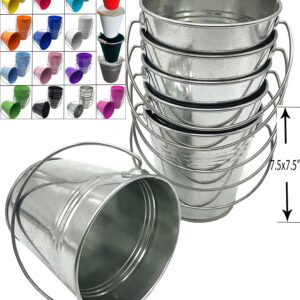 ITALIA 6 Pack,Size 7.5 x 7.5" H, Color Galvanized, Quality Metal Bucket,3.7 Quart 6-Pack