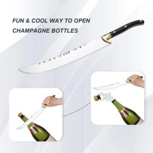 XuSha Champagne Saber Champagne Sword Wine Knife Bottle Opener Wood Handle with Gift Box (Black handle + Gift Box)