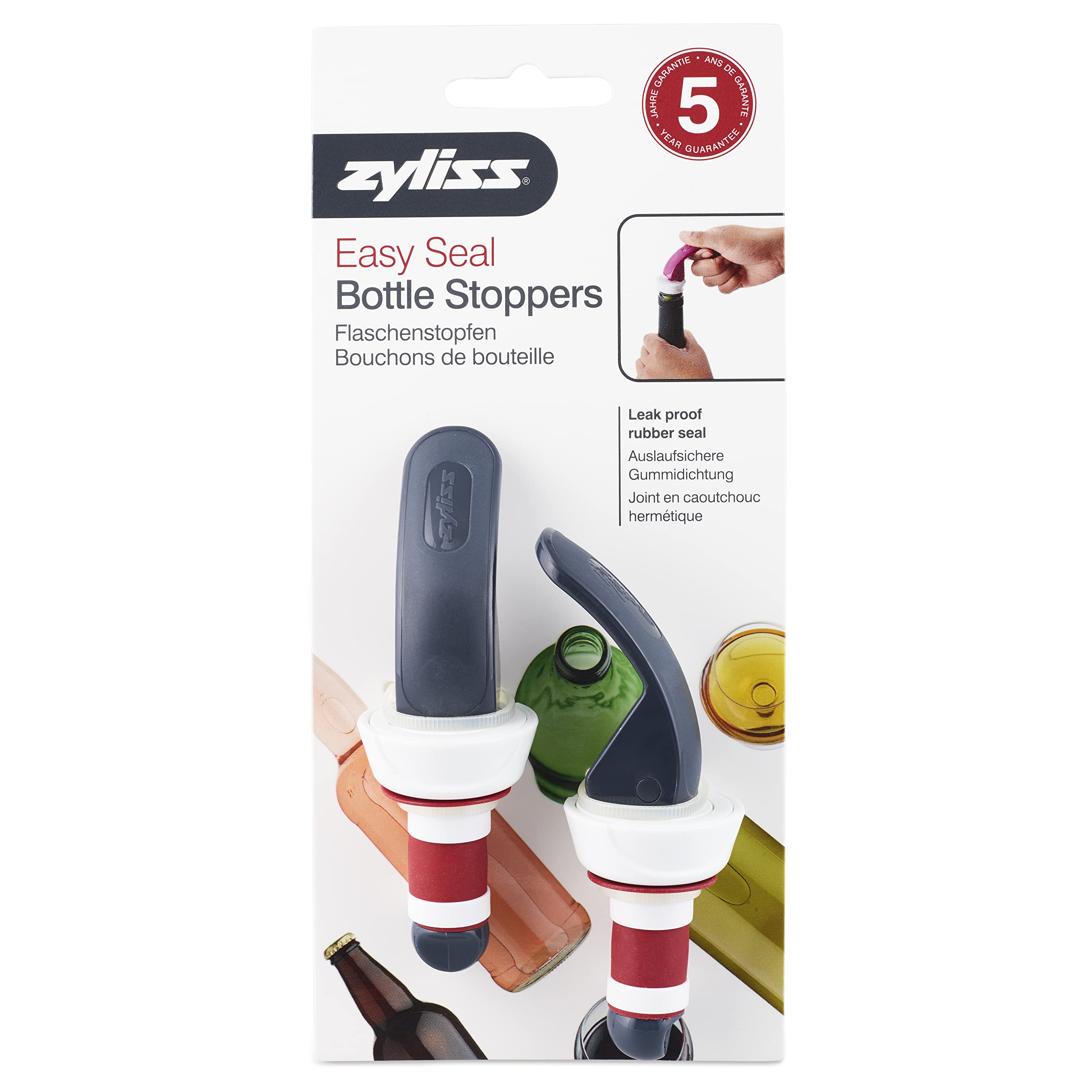 Zyliss Bottle Stoppers - Wine & Champagne Stopper, Set of 2