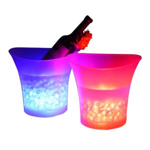 led ice bucket,teckcool 5l large capacity wine cooler led waterproof with colors changing,retro champagne wine drinks beer bucket,power by 2 aa batteries,for party,home,bar,etc (batteries not include)