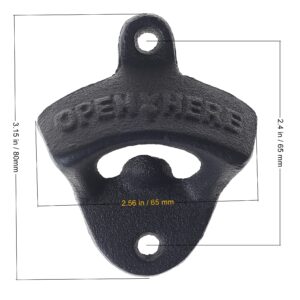 HAIICEN Black Cast Iron Bottle Cap Opener Wall Mount Beer Opener with Cap Catcher Post Mounted