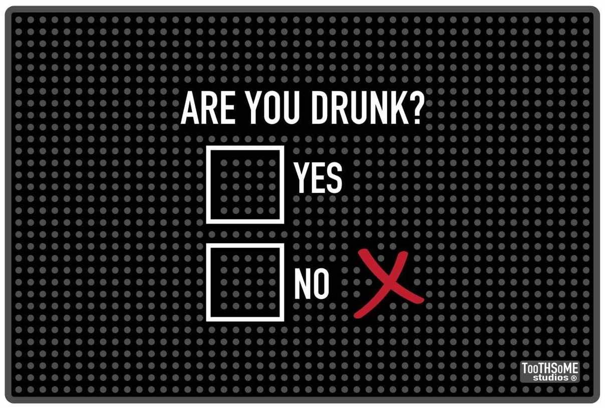 Are You Drunk? 17.7" x 11.8" Funny Bar Spill Mat Rail Countertop Accessory Home Pub Decor Slip Resistant Durable Thick Bar Covering For Craft Brewery Kitchen Cafe and Restaurant Decor