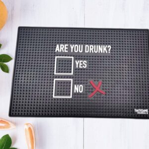 Are You Drunk? 17.7" x 11.8" Funny Bar Spill Mat Rail Countertop Accessory Home Pub Decor Slip Resistant Durable Thick Bar Covering For Craft Brewery Kitchen Cafe and Restaurant Decor