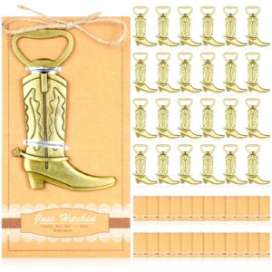 24 pcs cowboy boot bottle openers wedding party favors metal stainless steel bottle openers with exquisite packaging for wedding birthday anniversary, gold