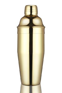 etens gold cocktail shaker, martini shaker 24oz with built-in strainer for bartender bartending, bar shakers tin for drinks mixing | golden | stainless steel | cobbler
