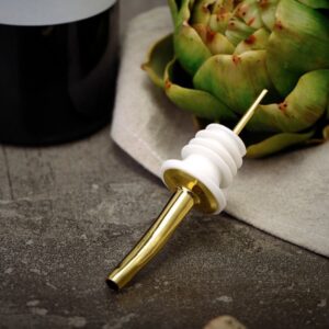 Wine Olive Oil Bottle Pourer Spouts with Rubber Dust Caps from Ocharzy (Gold, 2 pcs)