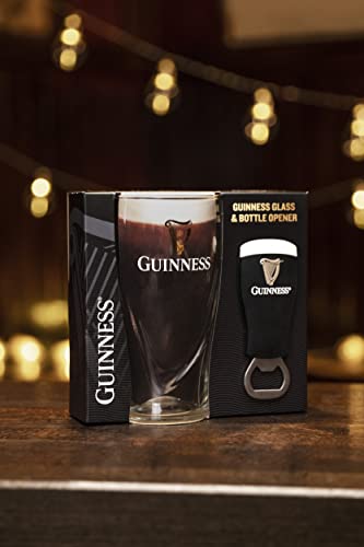 Official Guinness Embossed 450ml Glass and Bottle Opener