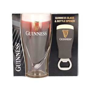 Official Guinness Embossed 450ml Glass and Bottle Opener