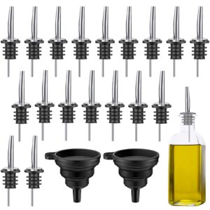 liphontcta 18 pcs olive oil spouts stainless steel oil pourer spouts olive oil dispenser spout metal oil bottle stopper with 2 pcs silicone funnels for wine liquor vinegar syrup