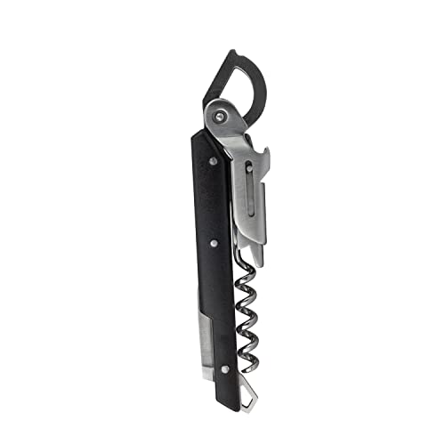 Peugeot - Clavelin Sommelier’s Corkscrew - Patented Single Pull Manual Bottle Opener with Foil-Cutter and Bottle Cap Remover, Black, 5.5 Inches