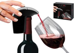 airvi automatic wine dispenser and aerator, electric wine decanter and pourer, premium wine accessories for enhanced aroma and flavor, no spills or drips, clean pouring, silver