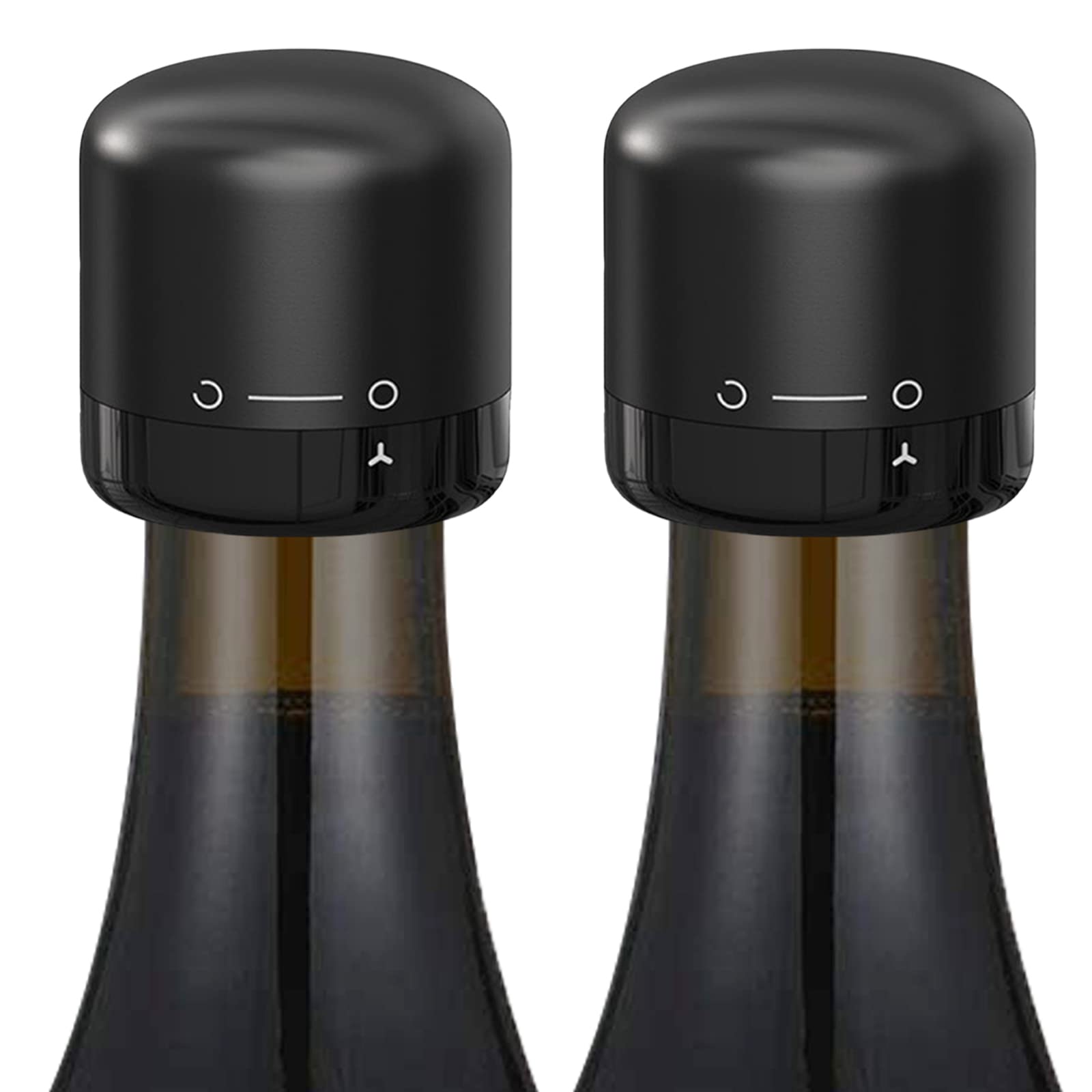 DUNLAGUE Wine Bottle Stopper With Twist Lock 2Pack,Wine Stopper With Silicone Reusable Wine Sealer, Wine Toppers Stopper Leak Proof And Keeps Wine Fresh For Easy Storage, Black