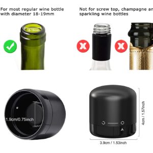 DUNLAGUE Wine Bottle Stopper With Twist Lock 2Pack,Wine Stopper With Silicone Reusable Wine Sealer, Wine Toppers Stopper Leak Proof And Keeps Wine Fresh For Easy Storage, Black