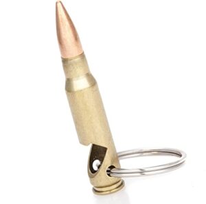 .308 caliber keychain bottle opener | military fired brass round | nickel plated keyring from lucky shot (single)