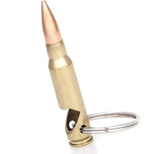 .308 Caliber Keychain Bottle Opener | Military Fired Brass Round | Nickel Plated Keyring From Lucky Shot (Single)