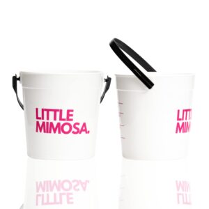 tipsy umbrella “little mimosa” plastic cocktail rum buckets for drinks, brunch supplies, bachelorette party supplies (32oz) reusable punch bowls (10) (10, pink/black)