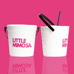 Tipsy Umbrella “Little Mimosa” Plastic Cocktail Rum Buckets For Drinks, Brunch Supplies, Bachelorette party supplies (32oz) Reusable Punch Bowls (10) (10, PINK/BLACK)