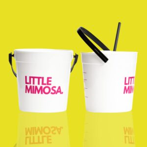 Tipsy Umbrella “Little Mimosa” Plastic Cocktail Rum Buckets For Drinks, Brunch Supplies, Bachelorette party supplies (32oz) Reusable Punch Bowls (10) (10, PINK/BLACK)