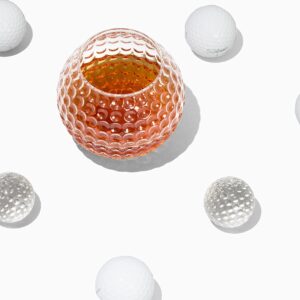 Golf Ball Shaped Whiskey Chillers, Single Whiskey Glass & Storage Bag - Non Lead Crystal Whiskey Stones for Chilling Vodka, Whiskey & Scotch - Fun Cocktail Glasses - Golf Drinking Accessories