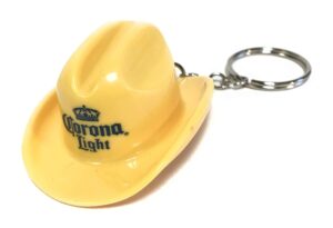 corona light yellow cowboy hat bottle opener keychain