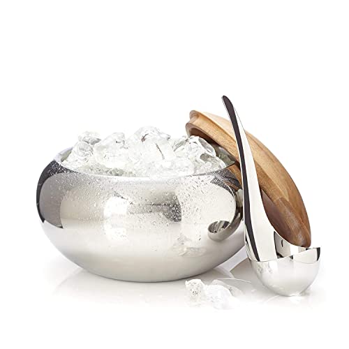 nambe Scoop Ice Bucket | Insulated Ice Bucket with Lid and Ice Scoop | Stainless Steel Chiller for Cocktail Bar, Parties Barware and Serve ware | Home Bar & Bar Cart Accessory | Dishwasher Safe