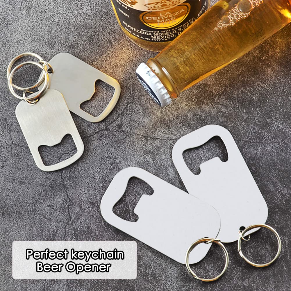 imprintfavor 12pcs set Sublimation Bottle Opener 1.2 * 2 inch Stainless Steel Blank Beer Bottle Opener Custom Sturdy Sublimation Blank Gifts Kitchen Restaurant Bar Tool Bottle Opener Blanks (3 * 5cm)