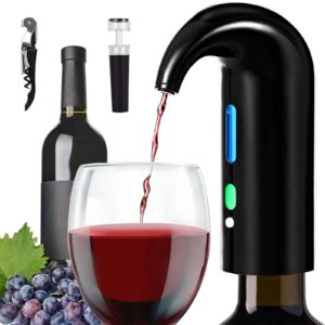 electric wine aerator, wine aeration and decanter wine dispenser spout pourer,wine accessories gift for wine lovers-black
