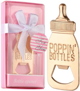 12pcs baby shower return gifts for guest supplies poppin baby bottle shaped bottle opener with exquisite packaging wedding favors party souvenirs decorations by weddparty(pink)
