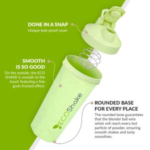 Eco Shake, your eco-friendly bottle: shaker bottle for the health-conscious & environmentally friendly. 100% biodegradable Wheat Straw, 20-ounce