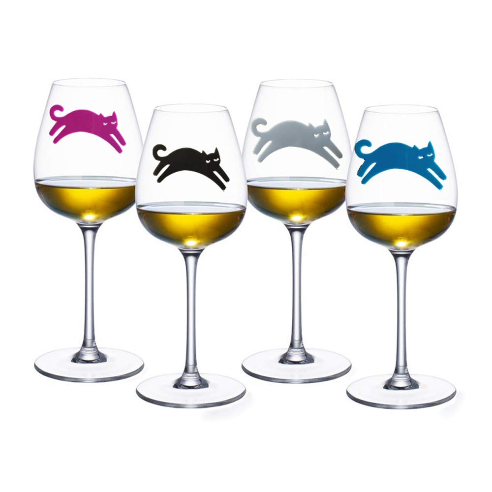 Wine Glass Charms Wine Glass Markers Cat Charms Silicone Drink Cup Bottle Label Mugs Tag Magnetic Wine Drink Markers and Tags for Party, Wedding, Tasting Events, Martinis, Champagne 12Pcs cat