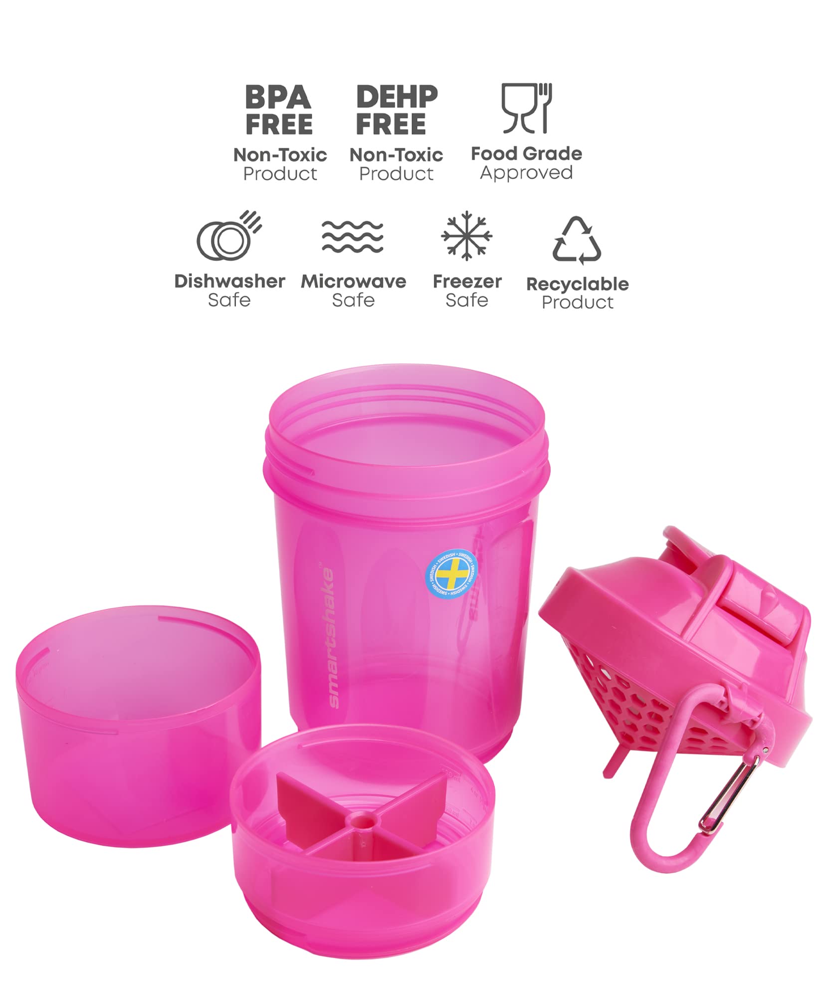 Smartshake Original 2GO, 20 oz Shaker Cup, Pink (Packaging May Vary)