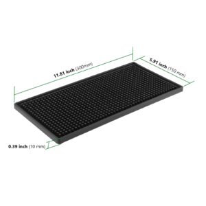 HAKZEON 6 PCS 12 x 6 Inches Rubber Bar Service Mat, Non Slip Rubber Bar Spill Mat, Bar Mats for Bar, Restaurant, Club, Hotel, Office Break Room, Kitchen and Pantry, Black