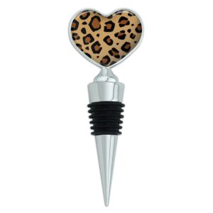 leopard print animal spots heart love wine bottle stopper