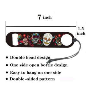 TRCENDE Sugar Skull Bottle Opener, Dia De Los Muertos Day of the Dead Decor Stainless Steel Bottle Opener Flat Bartender Speed Bar Key Bottle Opener for Bartenders