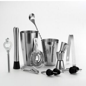 QLL 13 Piece Stainless Steel Boston Shaker Set, Including 20oz Unweighted & 27oz Weighted Professional Bartender Cocktail Shaker