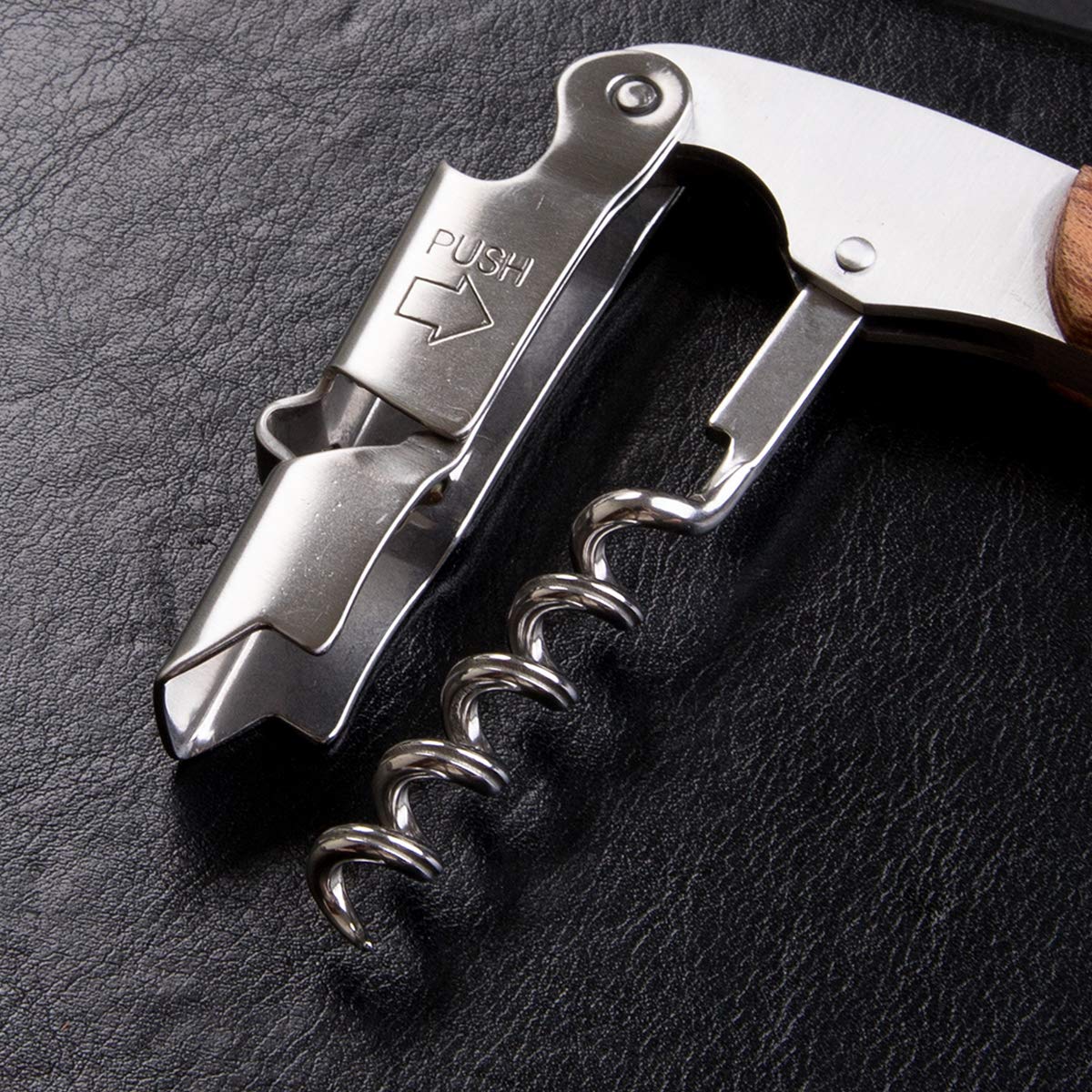 Personalized Custom Engraved Waiters Corkscrew - 3 in 1 Wine Opener with Rosewood Pull Tap Handle Bottle Opener and Serrated Foil Cutter(No Holster)