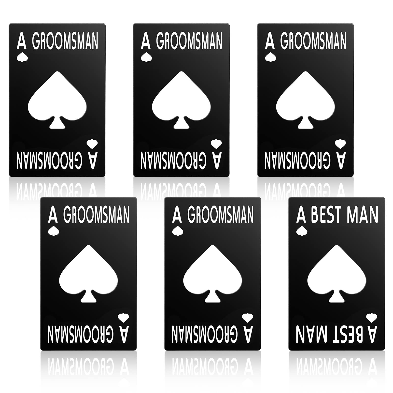 6 Pcs Groomsmen Bottle Opener Groomsmen Stainless Steel Credit Card Size Beer Bottle Opener Cap Black Casino Poker Card Ace Card Groomsmen Gifts for Wedding Birthday Party Bridal Shower Supplies