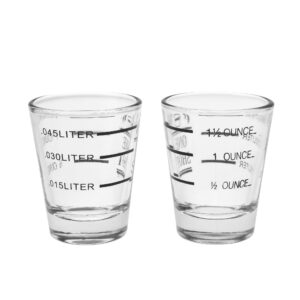 Beautyflier Pack of 4 Cocktail Wine Jigger Clear Glass Shot Glasses Drink Spirit Measure Cup For Measurement Bar Party Kitchen Tool, 1.5oz