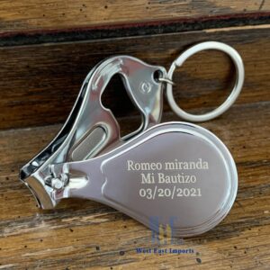 Personalized Engraved Baptism Keychains (12 PCS) - Baby Angel Key Ring with Nail Clipper and Bottle Opener Party Favors for Baby Boys and Girls Recuerdos Bautizo Customized Gift for Guest