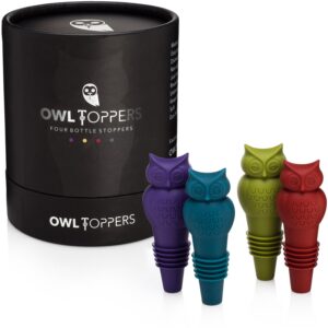owltoppers silicone bottle cork set, 2-size (pack of 4)