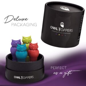Owltoppers Silicone Bottle Cork Set, 2-Size (Pack of 4)
