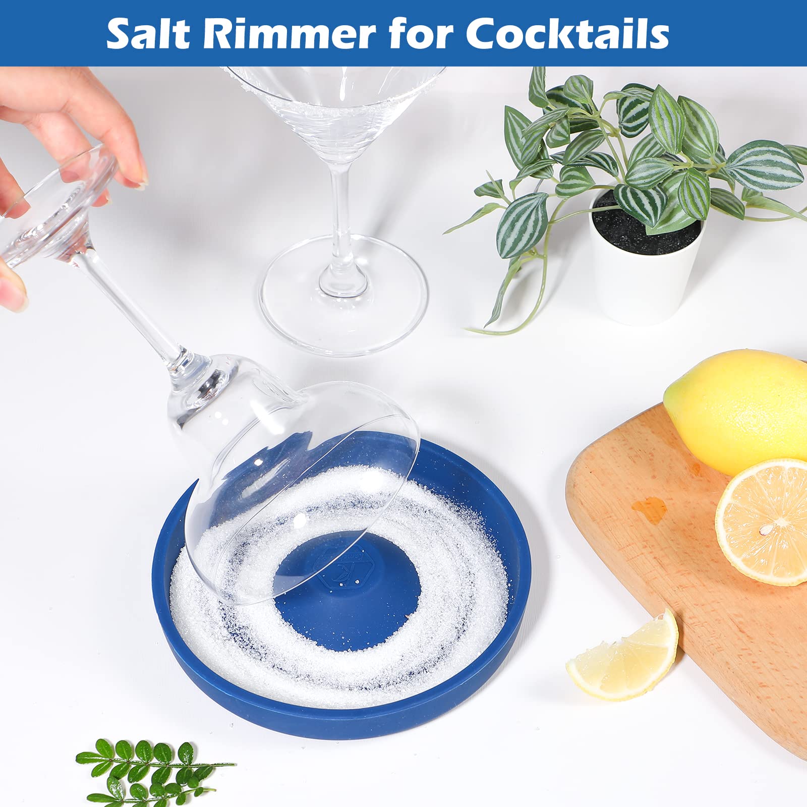 Kamehame Salt Rimmer for Cocktails, Silicone Margarita Salt Rimmer, Glass Rimmer, Bar Salt and Sugar Rimmer For Wide Glasses up to 5.5 Inches, Blue