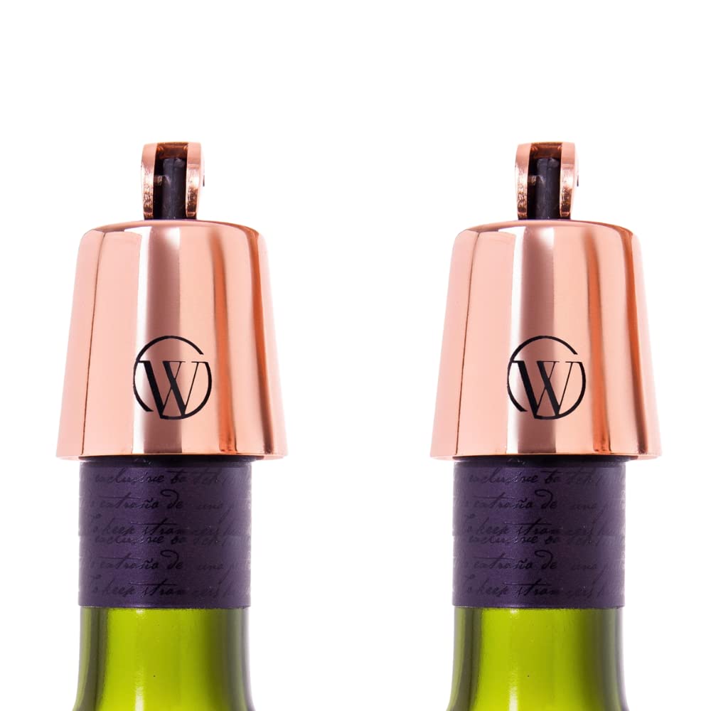 2-PACK Wine Bottle Stopper, Plug with Silicone, Wine Saver, Keeps Wine Fresh, Best Wine Gift For Wine Lovers (Rose Gold)