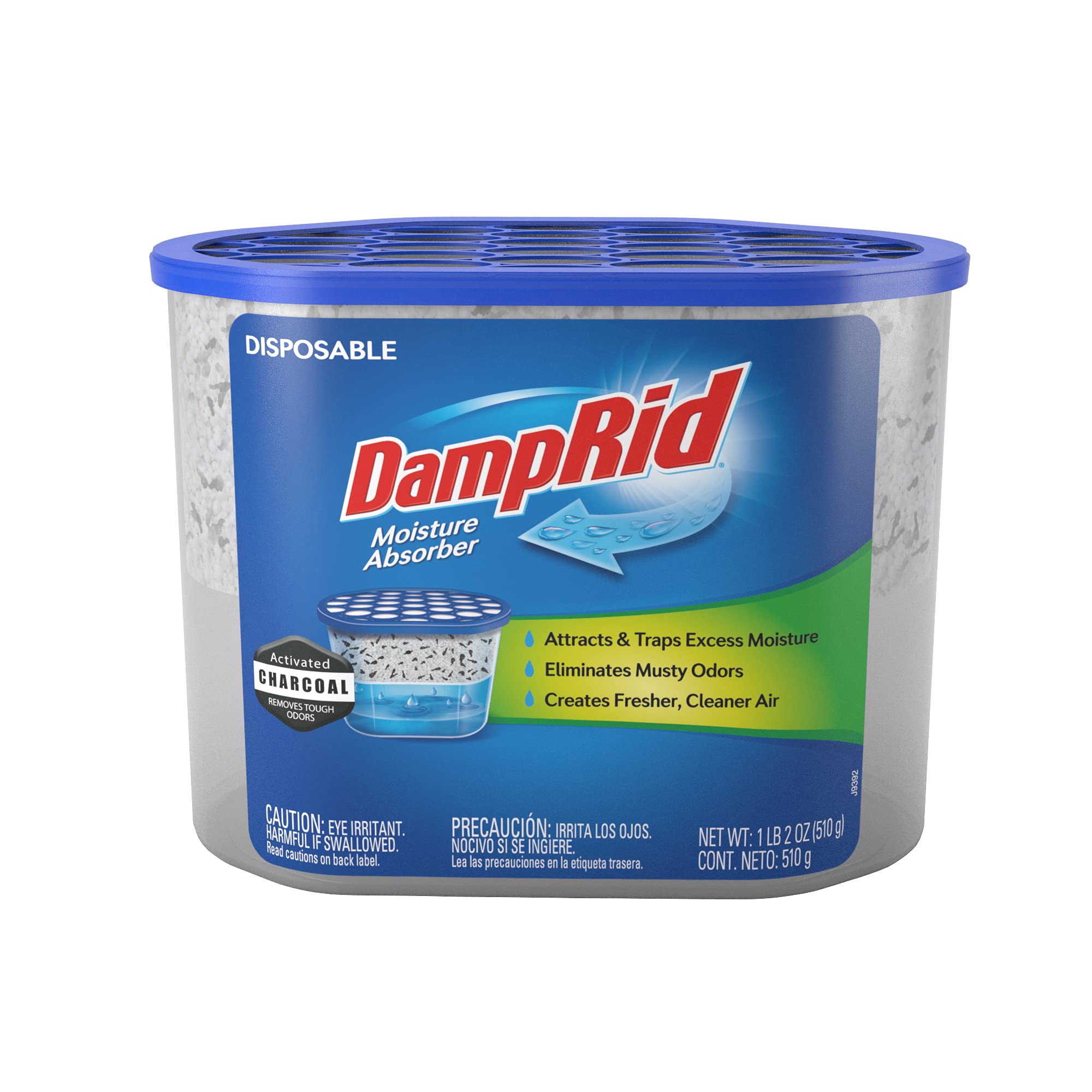 DampRid Fragrance Free Disposable Moisture Absorber with Activated Charcoal - 18oz; Moisture Absorber & Odor Remover