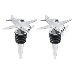 nuobesty 2pcs metal wine stopper wine bottle stopper airplane bottle stopper decorative champagne bottle stopper for bar home party