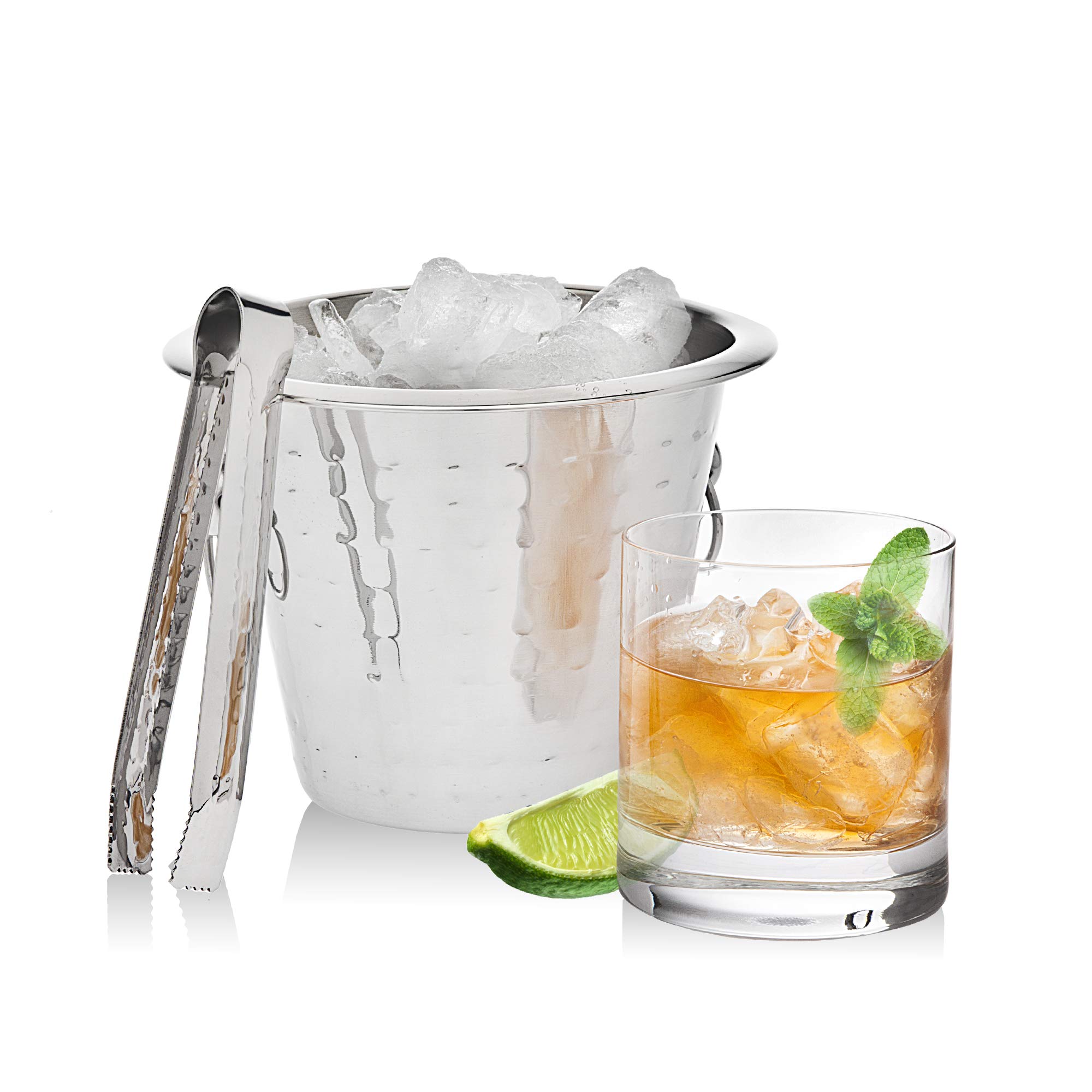 Godinger Barware Bar Tools Stainless Steel set, Includes Cocktail Shaker for Drink Mixing, Double Jigger, Ice Bucket, Tongs and Display Serving Tray