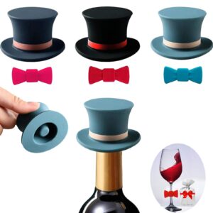 funny wine stopper silicone wine caps set, reusable wine corks for wine and beverage bottles sealers, magic wine preserver gift for wine lovers by yougoals (assorted colors) (3pk-blackgreenblue)
