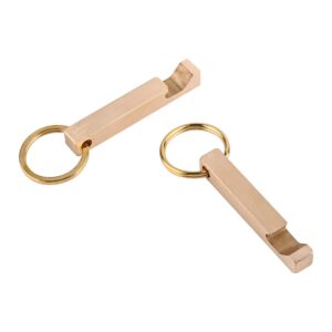 NHDT HN05 Solid Brass Keychain Beer Bottle Opener with Brass Key Rings,Bar Gifts for Men , Husband, Dad, Boyfriend (2PCS)