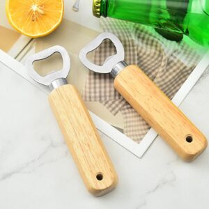 10pcs Wood Handheld Heavy Duty Stainless Steel Bottle Opener, Bartender Bottle Opener, Cider Beer Bottle Openers for Home Kitchen, Bar or Restaurant